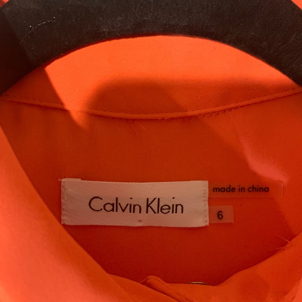 Calvin Klein Orange Sleeveless Belted Dress sz 6 - Picture 5 of 7